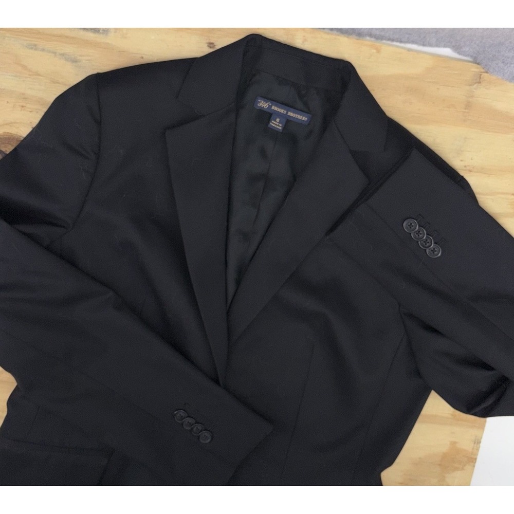 New Brooks Brothers 346 Blazer Black Wool Stretch Size 6 Single Button